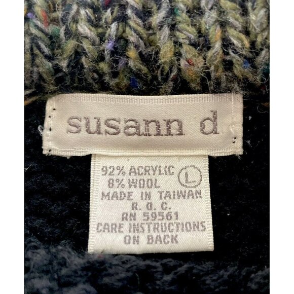 Vintage Susann D Acrylic Wool Blend Black Yellow Sage Green Argyle Sweat… - Picture 6 of 10